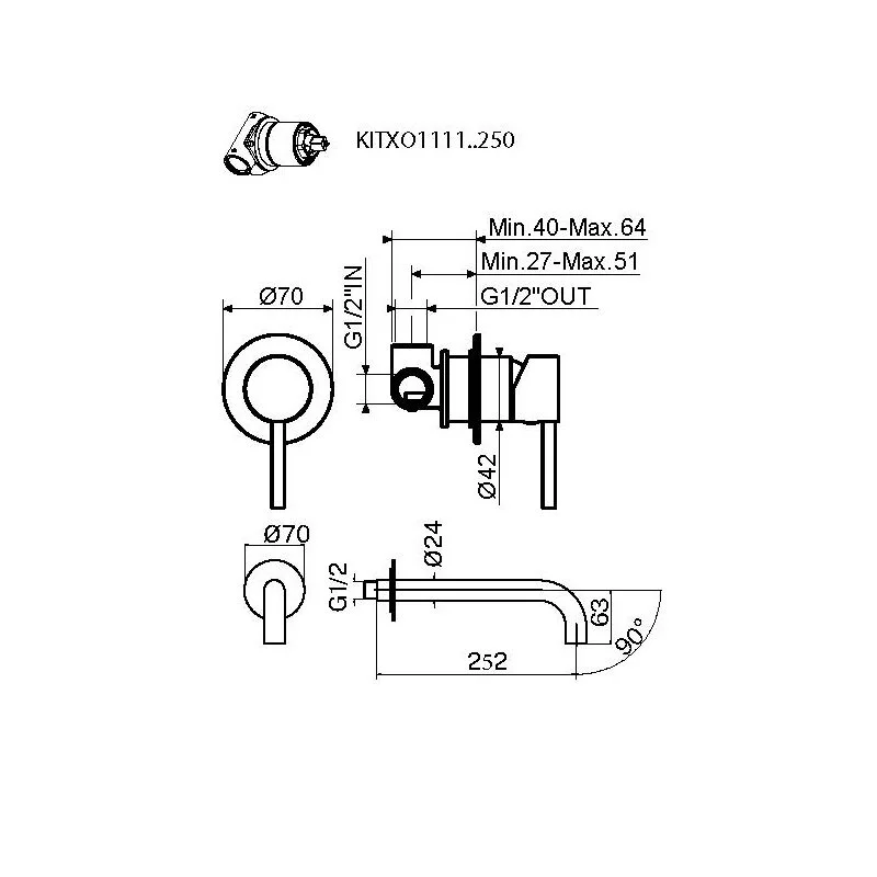 Смеситель для раковины Plumberia Selection Ixo KITXO1135CR250 хром