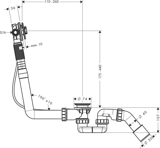 Слив-перелив на ванну Hansgrohe Exafill S 58115180