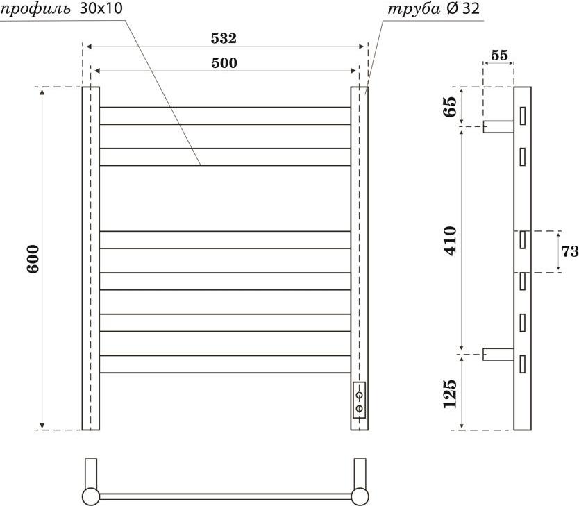 Полотенцесушитель электрический Point Селена PN16856W П6 500x600, белый