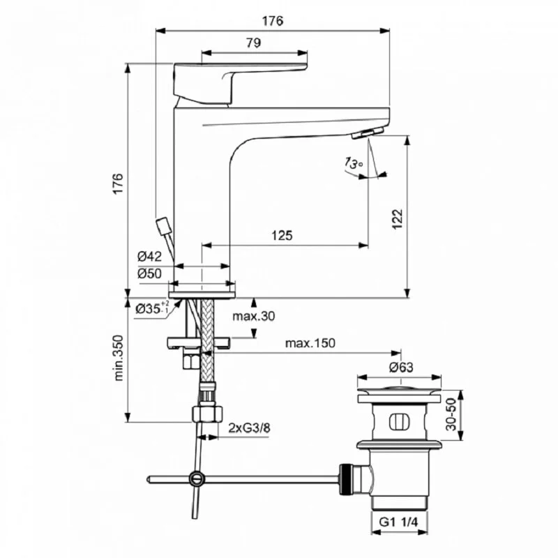 Смеситель для ванны с душем Ideal Standard Ceratherm BC985AA хром