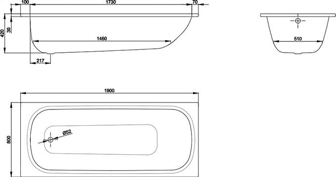 Ванна Bette Form 2020 2951-000 AD PLUS AR 1900х800х420 мм, белый