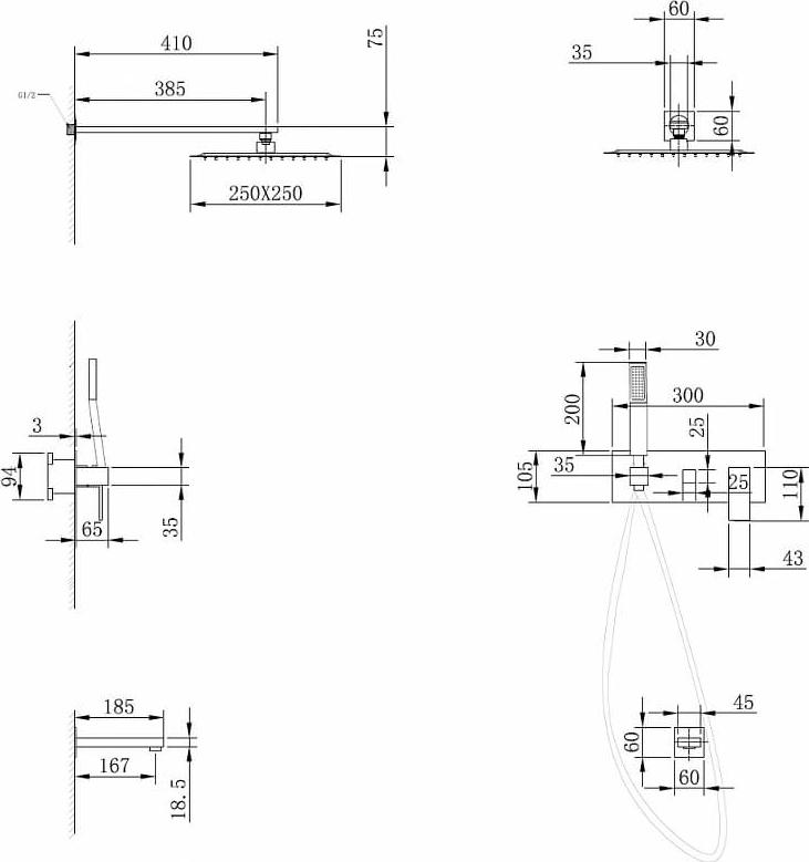 Душевая система Abber Daheim AF8217B, черный матовый