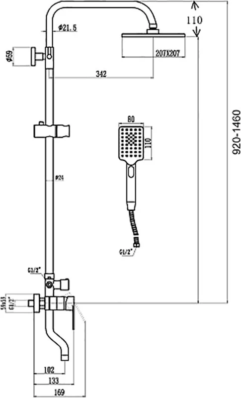 Душевая система Savol S-601108SH черный