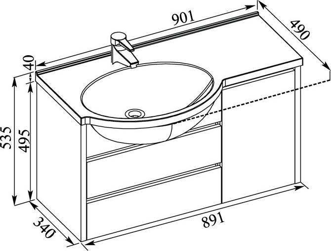 Тумба для комплекта Aquanet Лайн 90 L