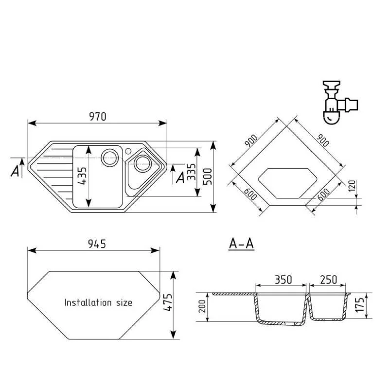 Кухонная мойка Ulgran U-409 U-409-343 черный