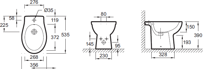 Напольное биде Jacob Delafon Patio EBB0001-00 белый