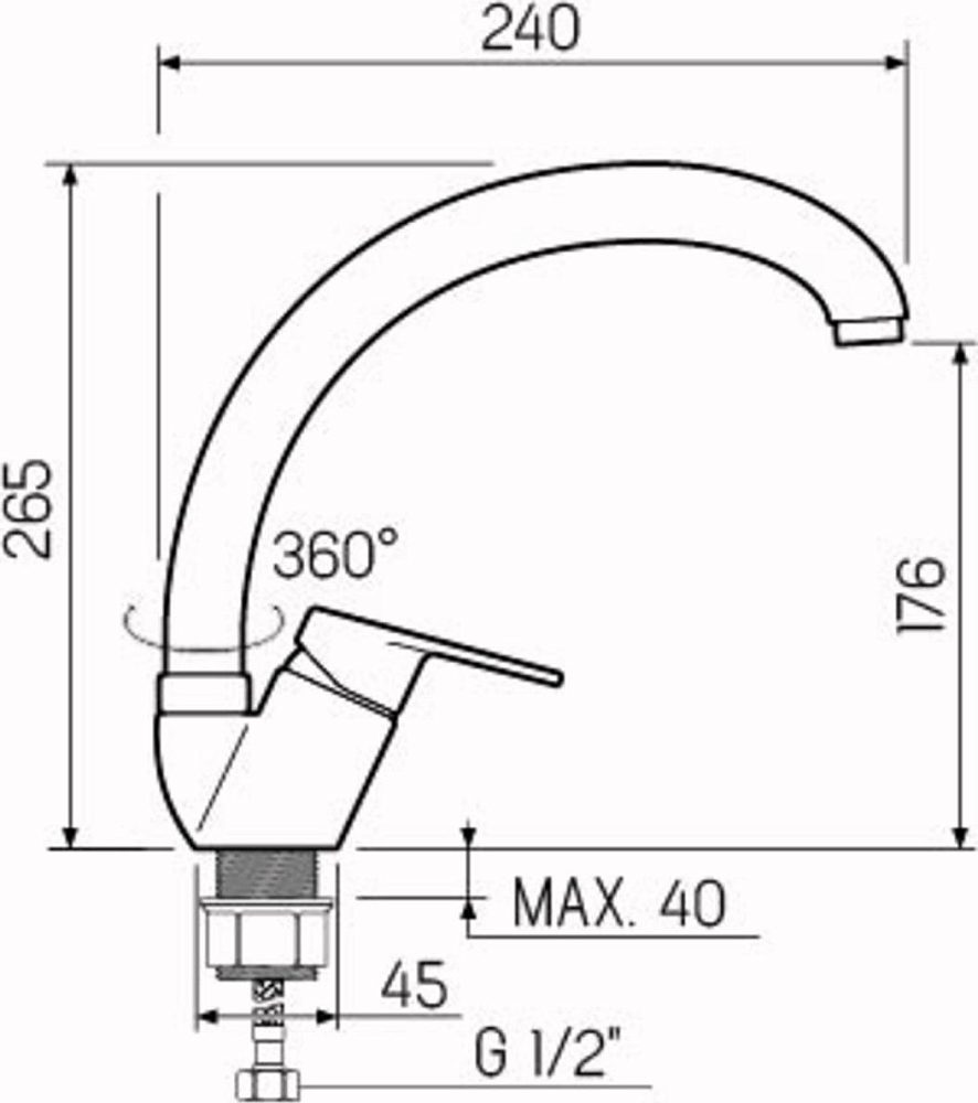 Смеситель для кухни РМС SL132-011F, хром