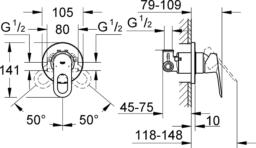 Гигиенический душ Grohe BauLoop 124895