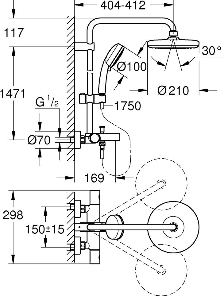 Душевая стойка Grohe Tempesta Cosmopolitan 210 26223001