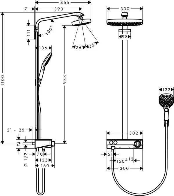 Душевая система Hansgrohe Raindance Select E 27283400 хром, белый