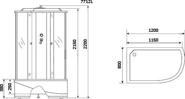 Душевая кабина Niagara Lux 7712WL 120x80x220, хром металлик