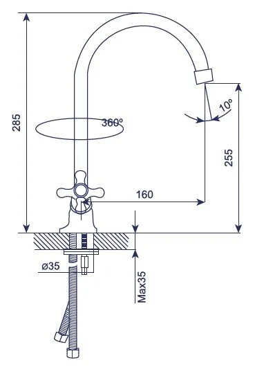 Смеситель для кухни Mixline ML-GS07 ML-GS07 (328) бежевый