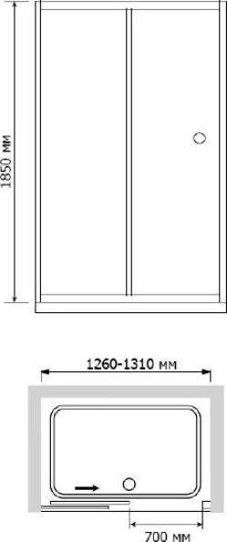 Душевая дверь в нишу RGW Classic CL-12 (1260-1310)x1850 стекло чистое