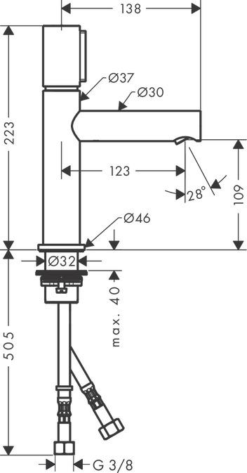 Смеситель для раковины Axor Uno 45012000, хром