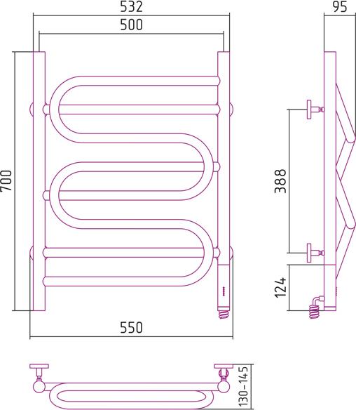 Полотенцесушитель электрический Сунержа Иллюзия 70x50 R