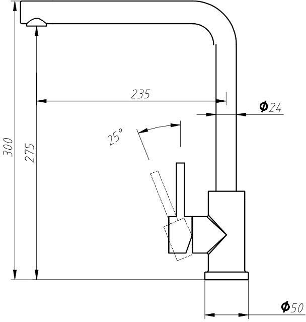 Смеситель для кухни Aquanet Steel AF211-41S сталь