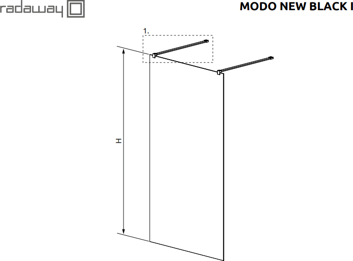 Душевая перегородка 160 см Radaway Modo I New Black 160 388164-54-01 стекло прозрачное