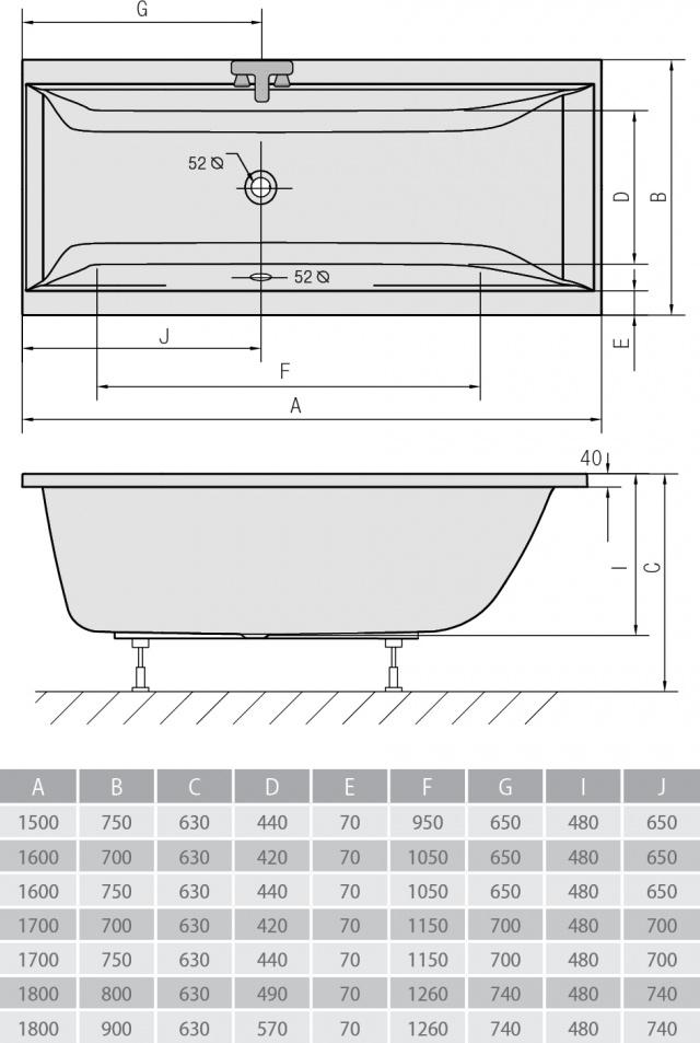 Акриловая ванна Alpen Cleo 160x75 a03611