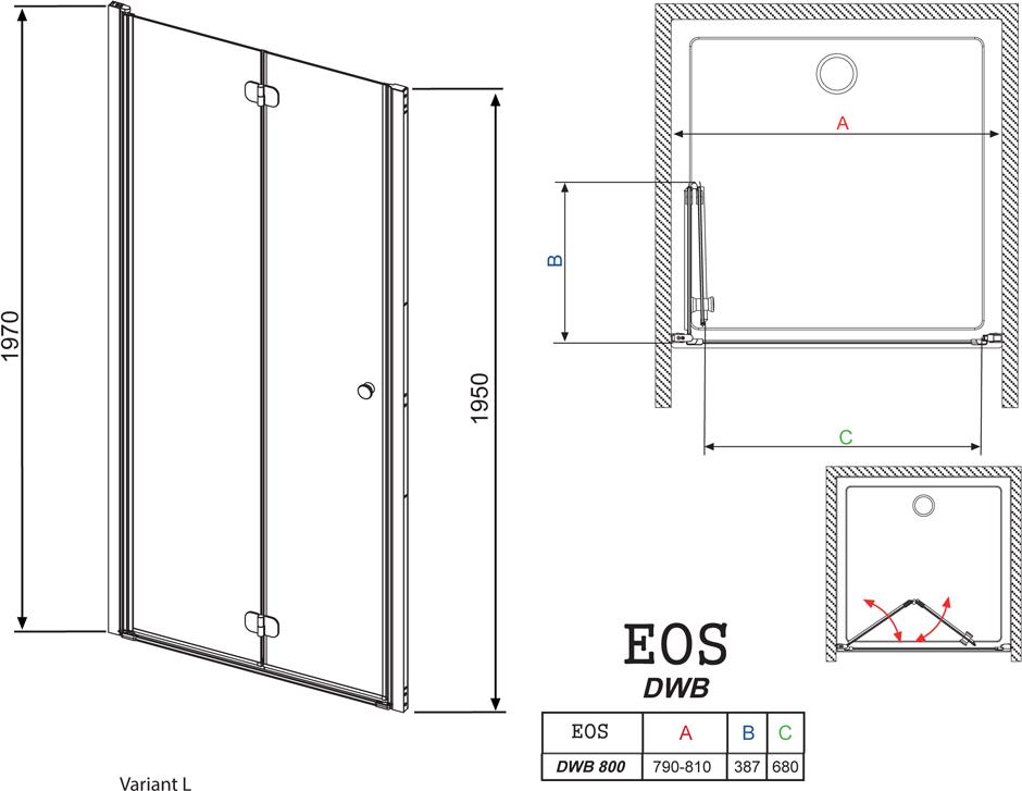 Душевая дверь в нишу Radaway EOS DWB 80 интимато L