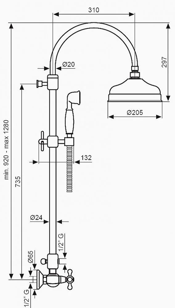 Душевой гарнитур Emmevi Deco Classic C02594ICR хром