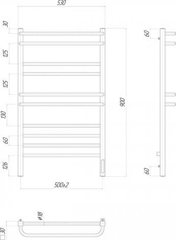 Полотенцесушитель электрический Lemark Linara LM04910Z 50x90 см, диммер справа, хром