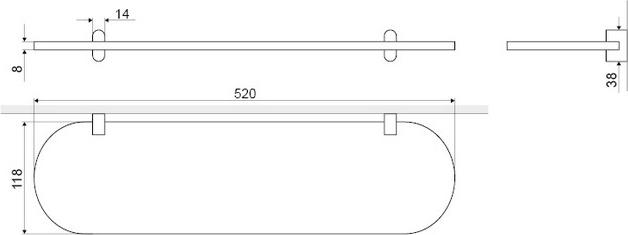 Полка стеклянная Excellent Kobo 60см DOEX.1710CR хром