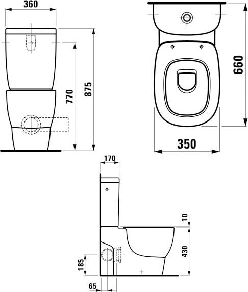 Чаша напольного унитаза Laufen Mimo 8.2355.6.000.000.1 горизонтальный выпуск