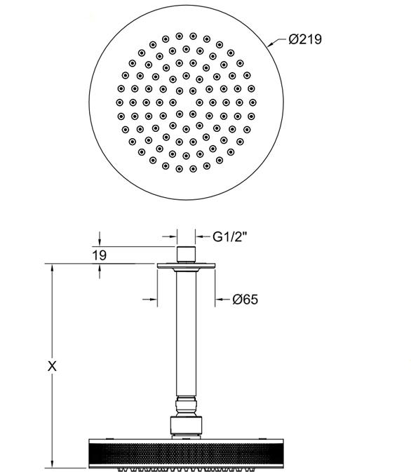 Верхний душ с кронштейном Gessi Inciso 58188#149, finox