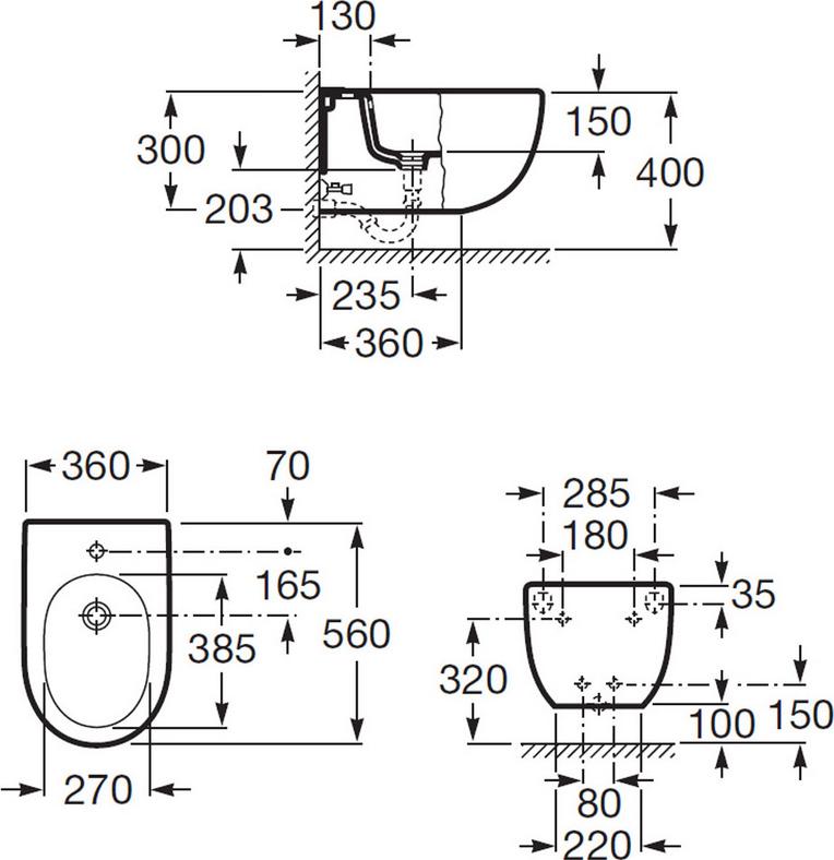 Комплект Подвесное биде Roca Meridian 357245000 + Система инсталляции для биде Geberit Duofix 111.520.00.1 + Крышка для биде Roca Meridian 8062A2004