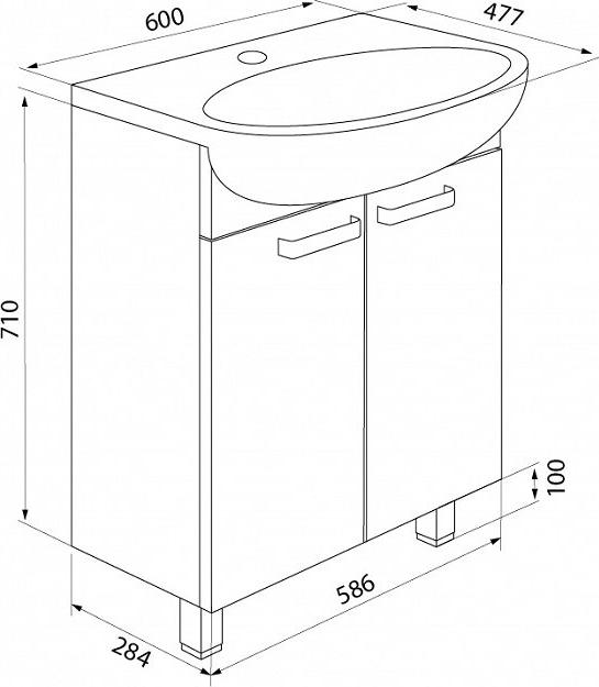 Тумба с раковиной Iddis Harizma 60 HAR60W2i95K, белый