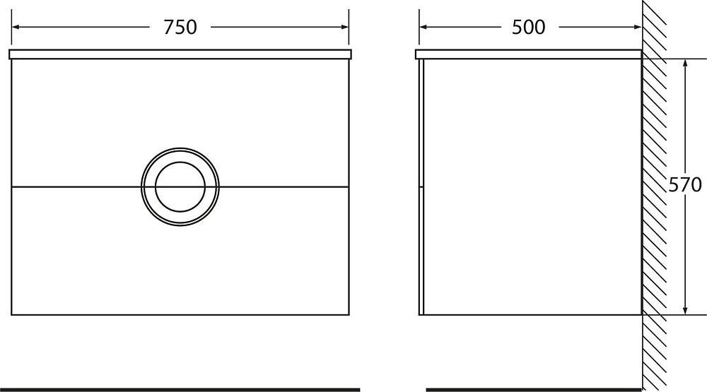 Тумба для комплекта BelBagno ONDA-750-2C-SO-BL bianco lucido