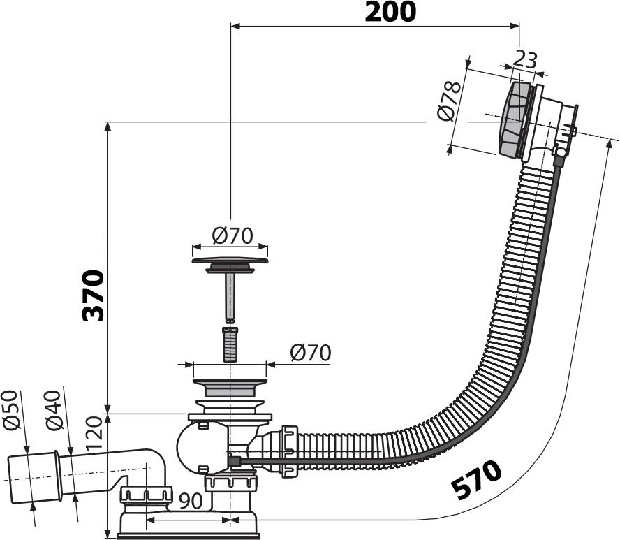 Слив-перелив AlcaPlast A55KM