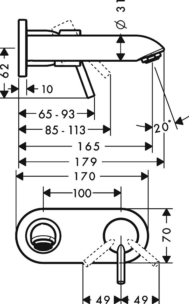 Смеситель для раковины Hansgrohe Talis 31618000, хром