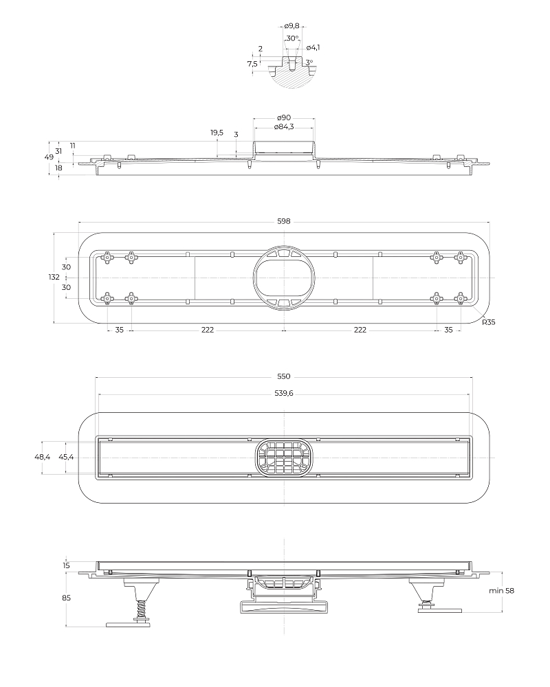 Душевой лоток BelBagno Luce BB-LD-LUCE-60-BIANCO хром