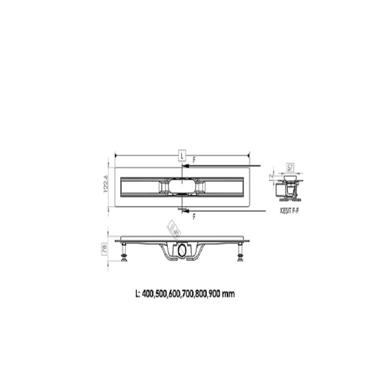 Дренажный канал Timo Smart 60 см с решеткой Strip, сталь, SM-SG60-LS40(DRY)