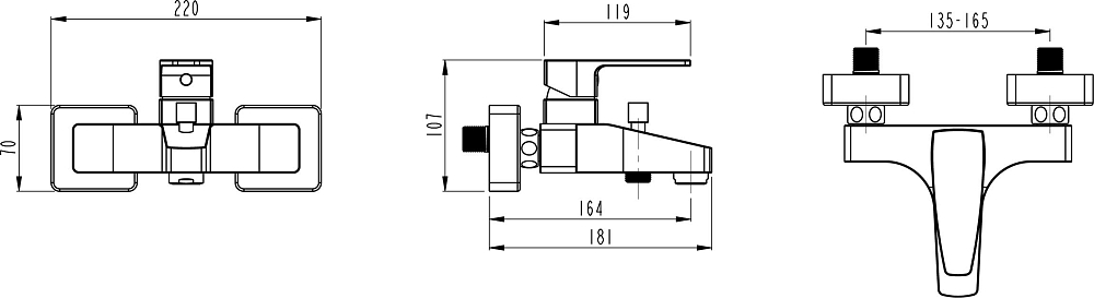 Смеситель VitrA Q-Line A40778EXP для ванны с душем