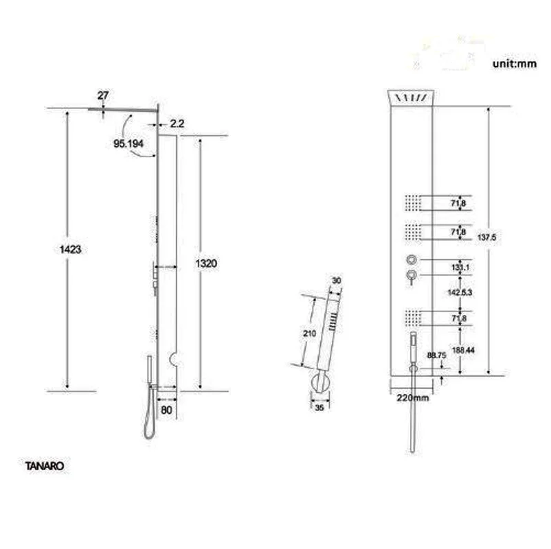 Душевая панель  Cerutti Spa CT8992 хром