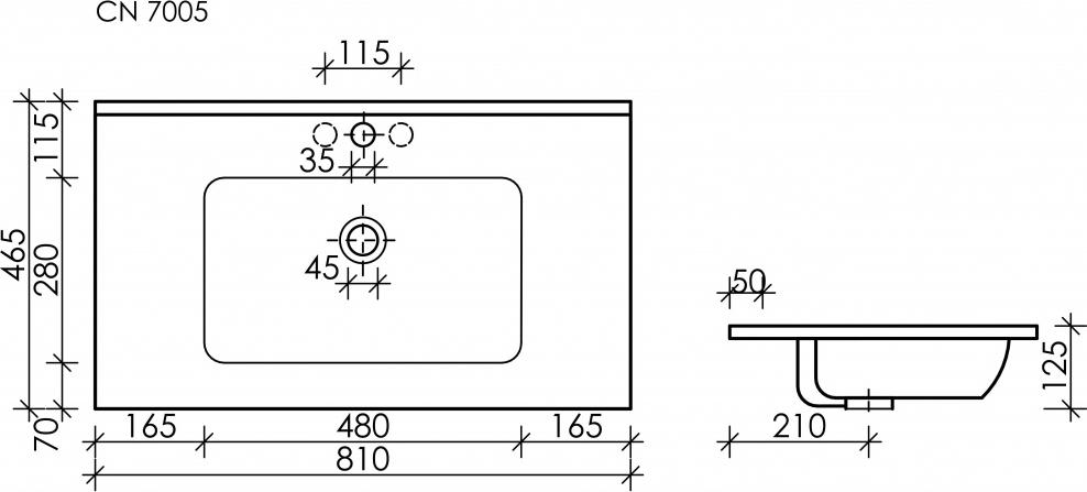 Раковина 81 см Ceramica Nova Element CN7005, белый