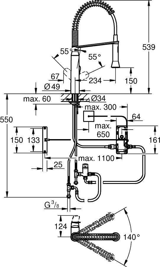 Смеситель для кухонной мойки Grohe K7 Foot control 30312DC0 суперсталь