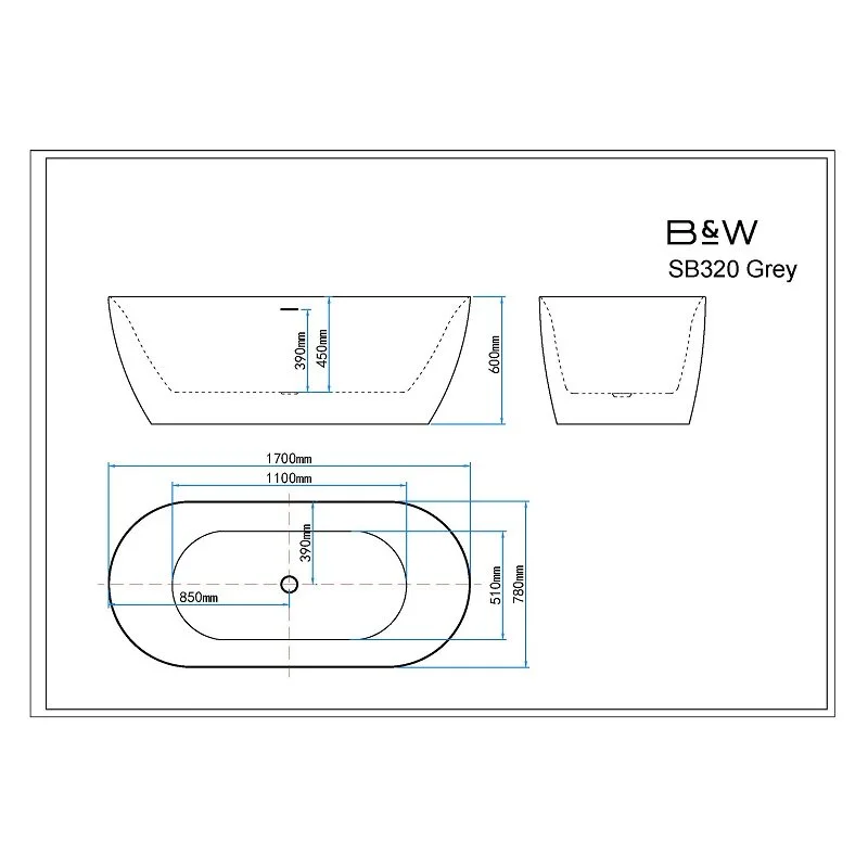 Акриловая ванна Black&White Swan SB320 Grey белый, серый