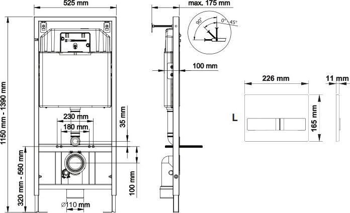 Система инсталляции для унитаза Berges Wasserhaus Novum L2 040212 с клавишей смыва (хром матовый)