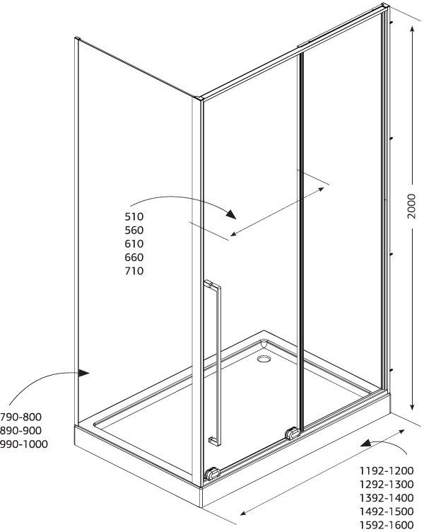 Душевой уголок Allen Brau Fantasy 150x100 3.11009.00 + 3.11014.00 хром