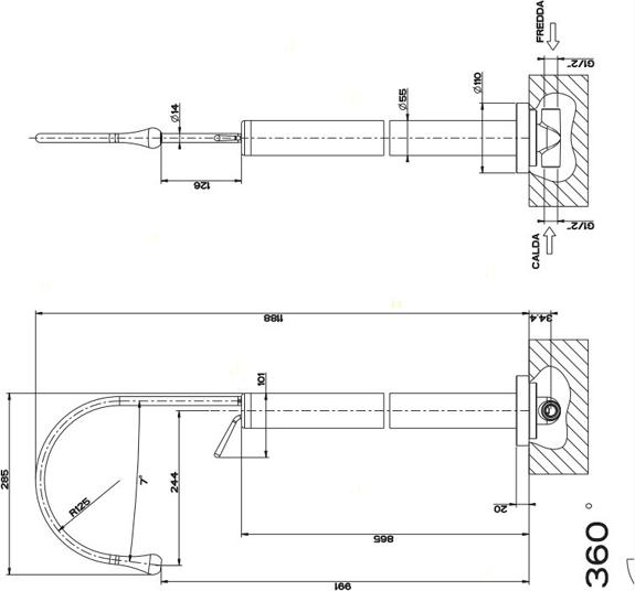 Напольный смеситель для раковины Gessi Goccia 33624#031, хром