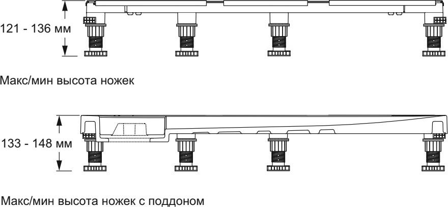 Ножки для душевого поддона Jacob Delafon Flight Pure E62753-00, чёрный