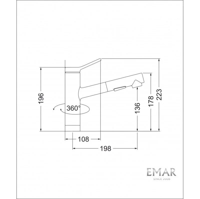 Смеситель для кухни Emar Quartz ЕС - 3012 Агат белый