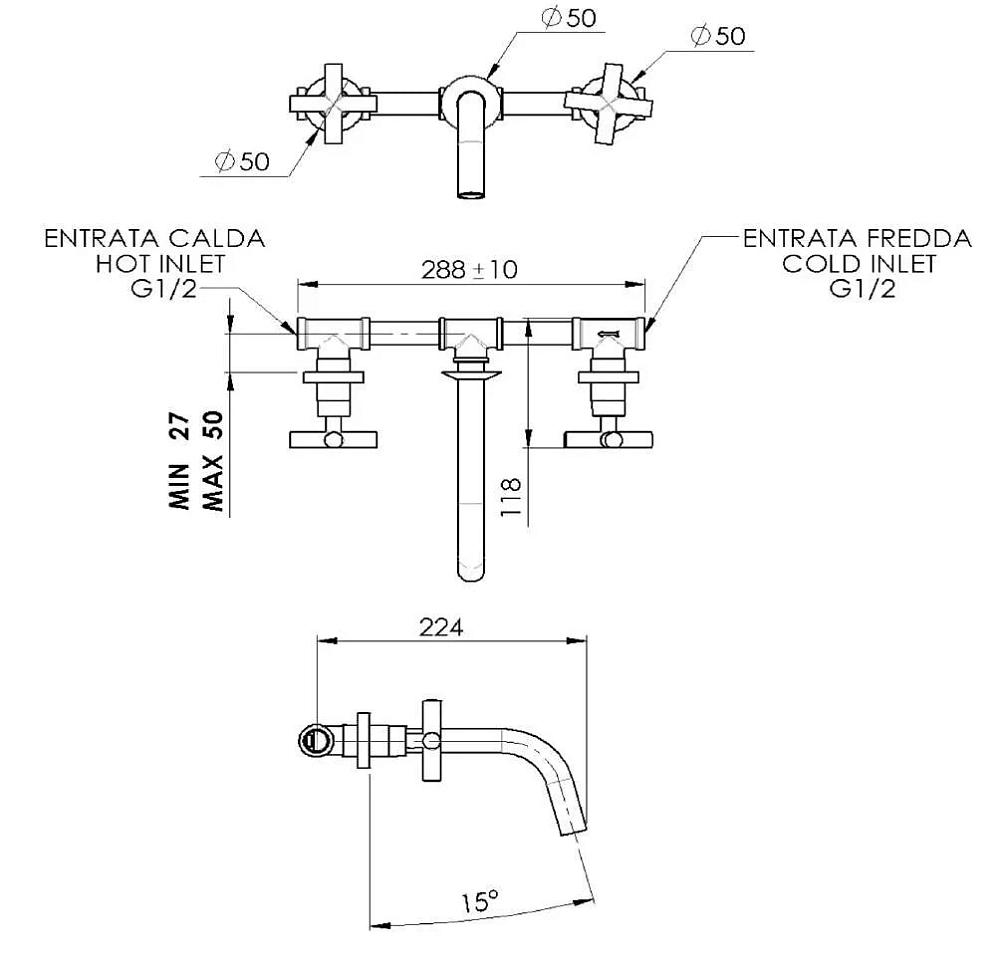 Смеситель для раковины Daniel Jax J5022-15 черный