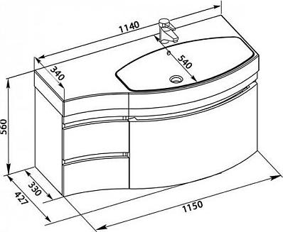 Тумба с раковиной Aquanet Опера 115 R 00212993 белый