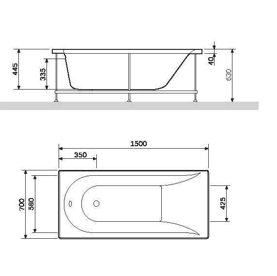 Акриловая ванна AM.PM Spirit W72A-150-070W-A2_sanjet_line_chrome белый