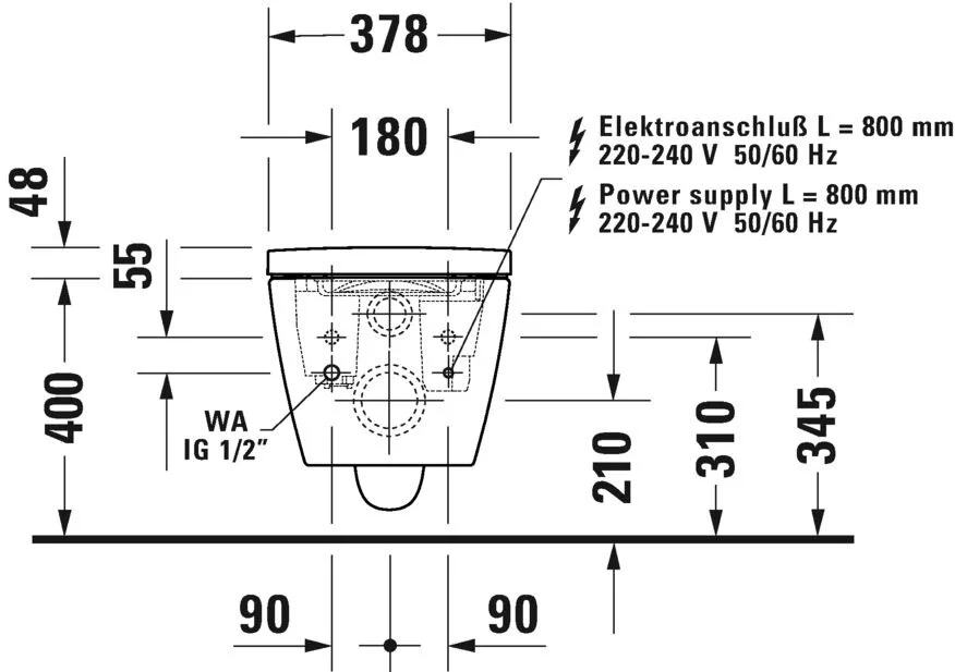 Подвесной унитаз Duravit Me by Starck Rimless 2510092000, безободковый с крышкой-биде SoftClose 612000012000320