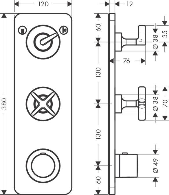 Термостат для душа Axor Citterio E 36703990, золото